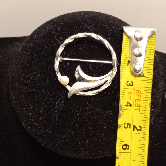 Vintage Signed DCE Sterling Silver Wreath W/Genuine Pearl Leaf Brooch Pin - Picture 5 of 9